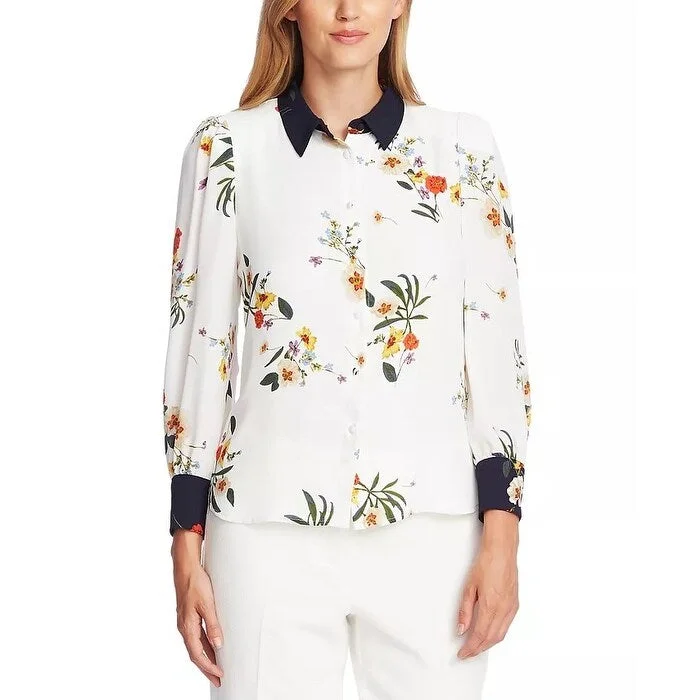 Vince Camuto Women's Floral-Print Blouse White Size Medium