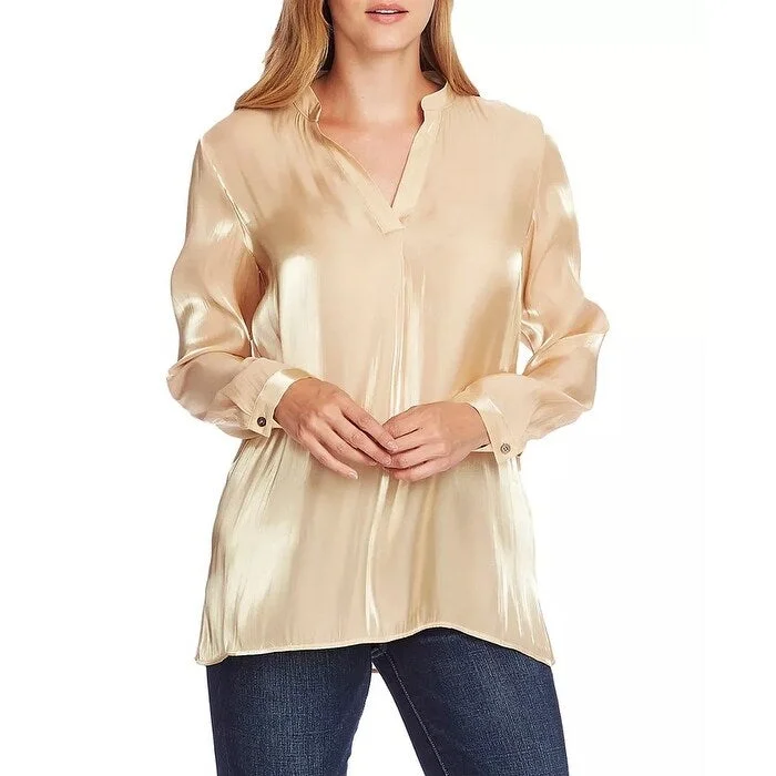 Vince Camuto Women's Iridescent Georgette Henley Blouse Size Small