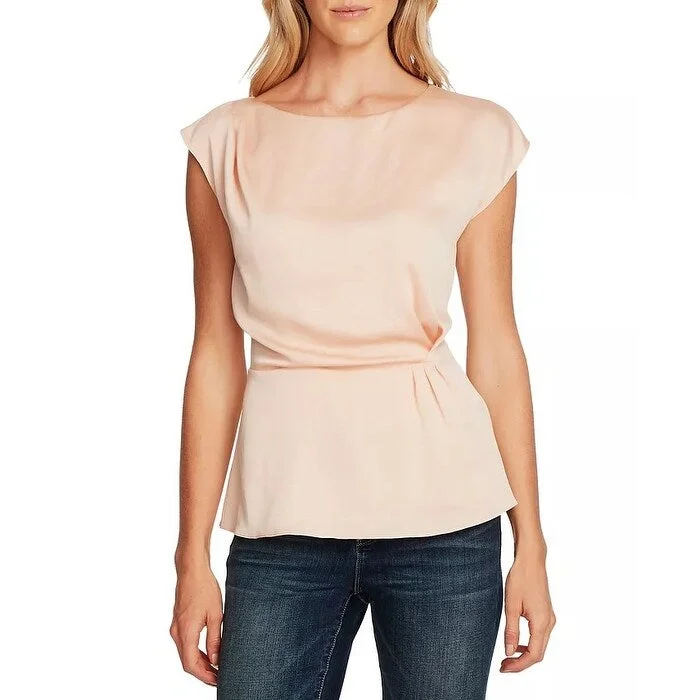 Vince Camuto Women's Rumple Satin Peplum Blouse Pink Orange Size S - Small