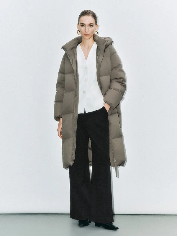 Maxi Zip Up Front Padded Down Outerwear