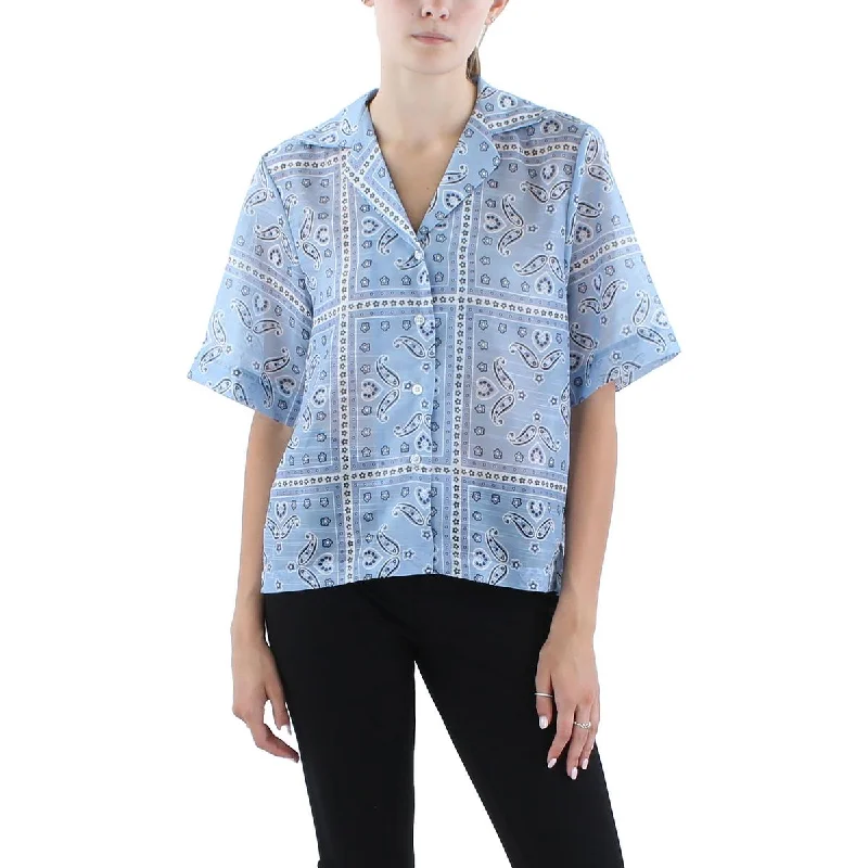 AVANTLOOK Womens Printed  Button-Down Top