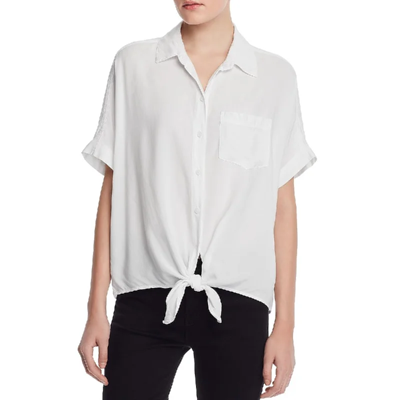 Beach Lunch Lounge Womens Brooklyn Tie Front Pocket Button-Down Top