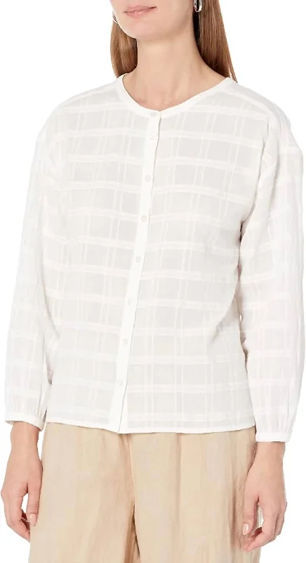 Bracelet Sleeve Button Down Top In White