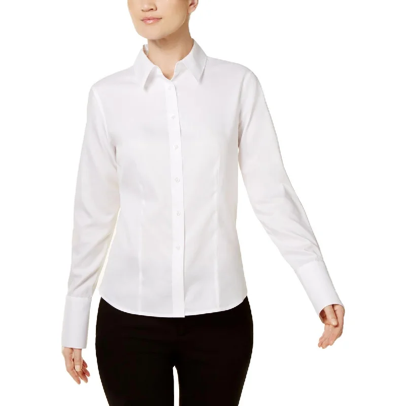 Calvin Klein Womens Cotton Office Button-Down Top