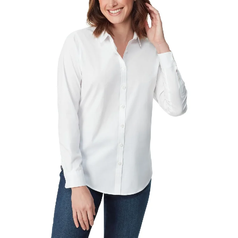 Gloria Vanderbilt Womens Amanda Collared Fitted Button-Down Top