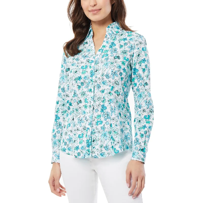 Jones New York Womens Collared 100% Cotton Button-Down Top