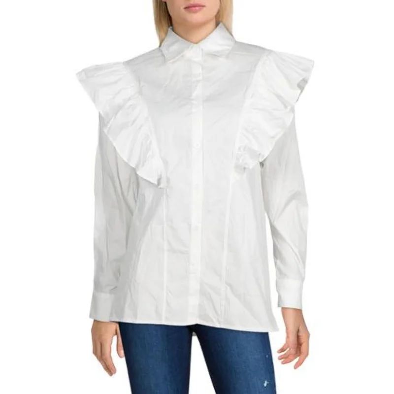 N by Nancy Womens Convertible Pleated Button-Down Top