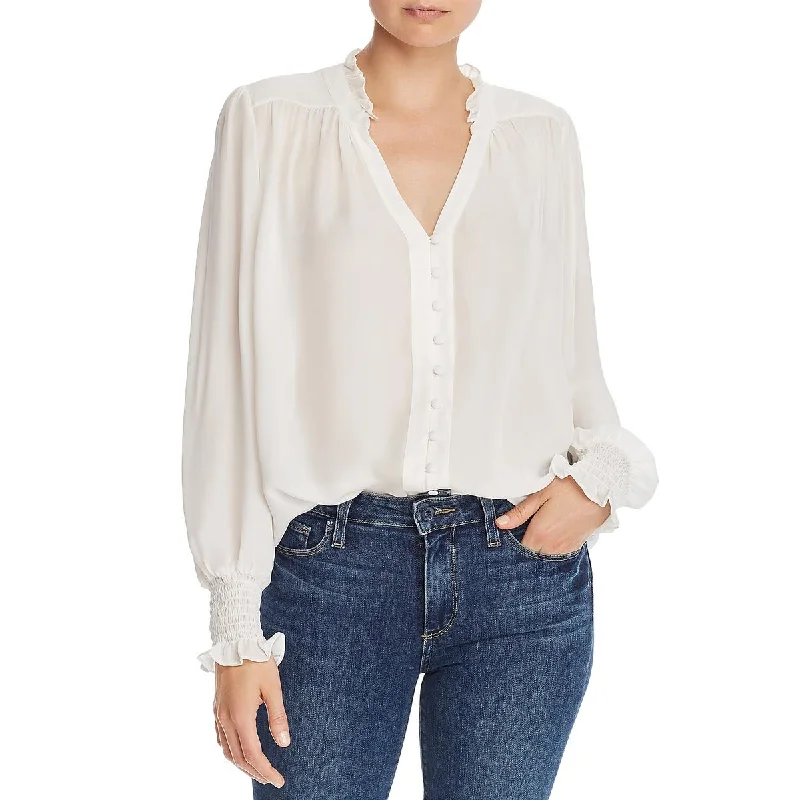 Parker Womens Daniella Silk Sheer Button-Down Top