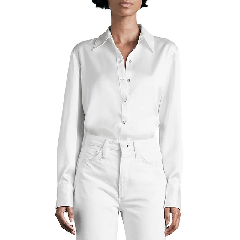 Rag & Bone Womens Antonia Satin Button-Down Top