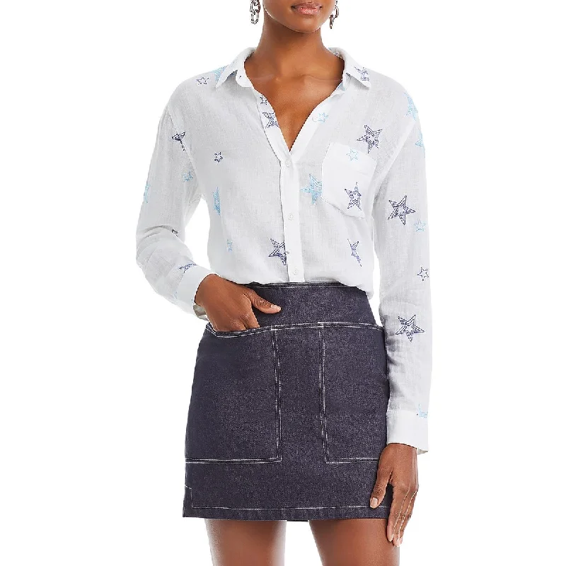 Rails Womens Charli Embroidered Linen Button-Down Top