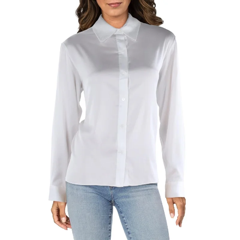 Ramy Brook Womens Rayne Collared Work Wear Button-Down Top