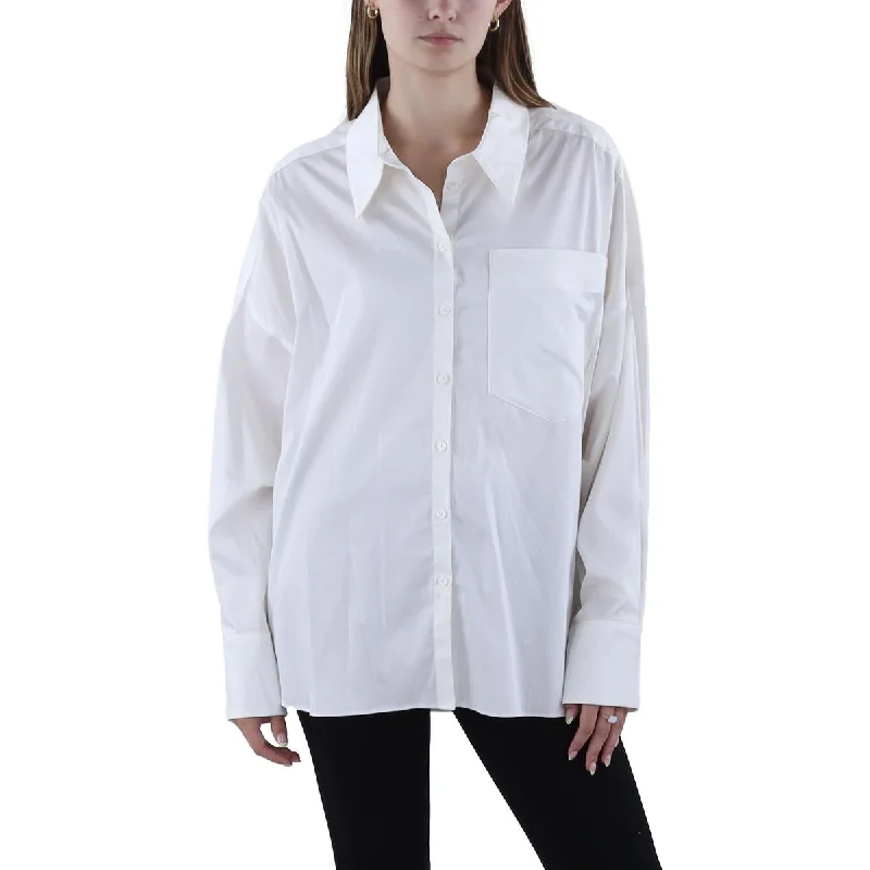 Ted Baker Womens Hi-Low Solid Button-Down Top