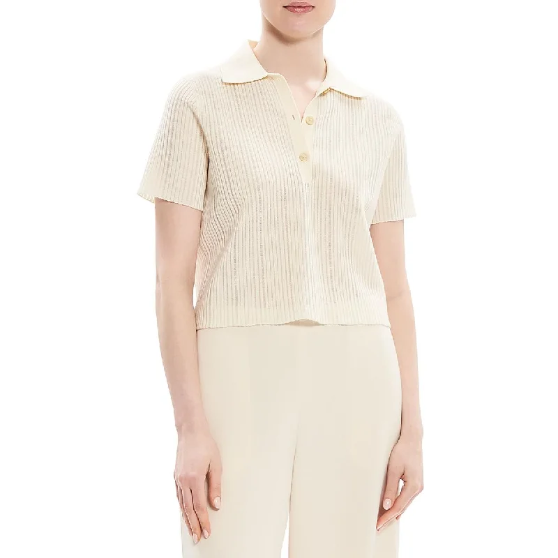 Theory Womens Ribbed Collar Button-Down Top