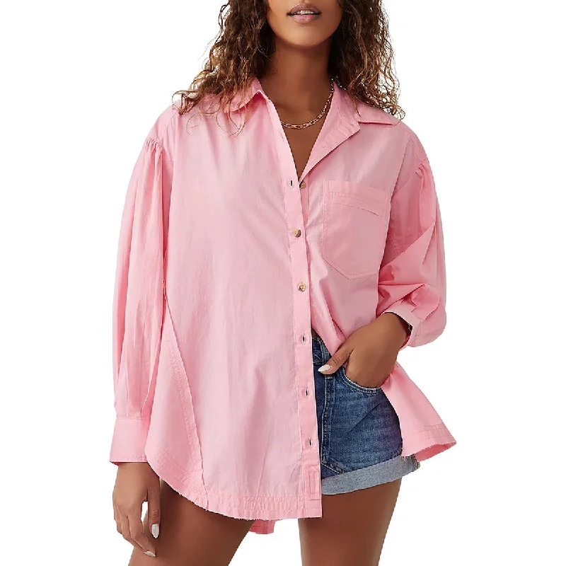 We The Free Womens Collared 100% Cotton Button-Down Top