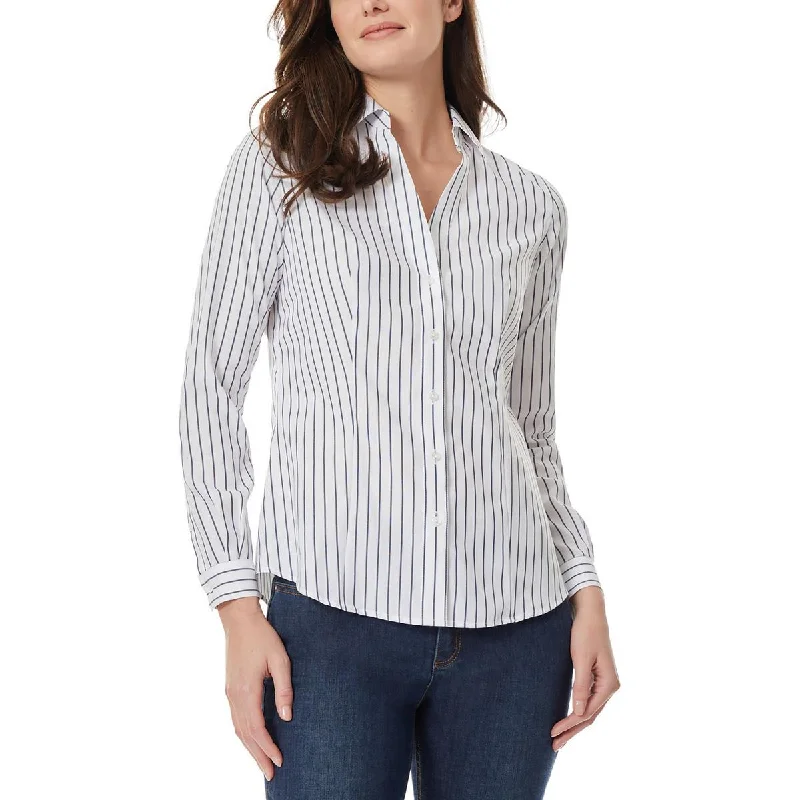 Womens Cotton Collared Button-Down Top