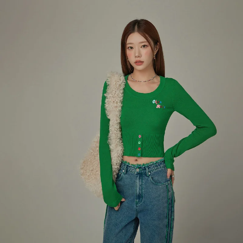 Rainbow Button Knit Color Sweater