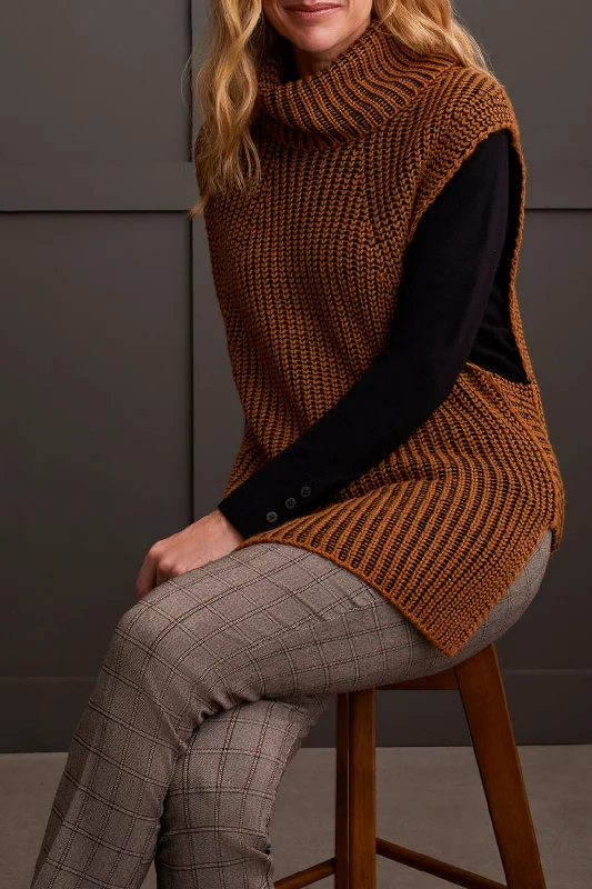 Plaited Cowl Neck Sweater, Walnut