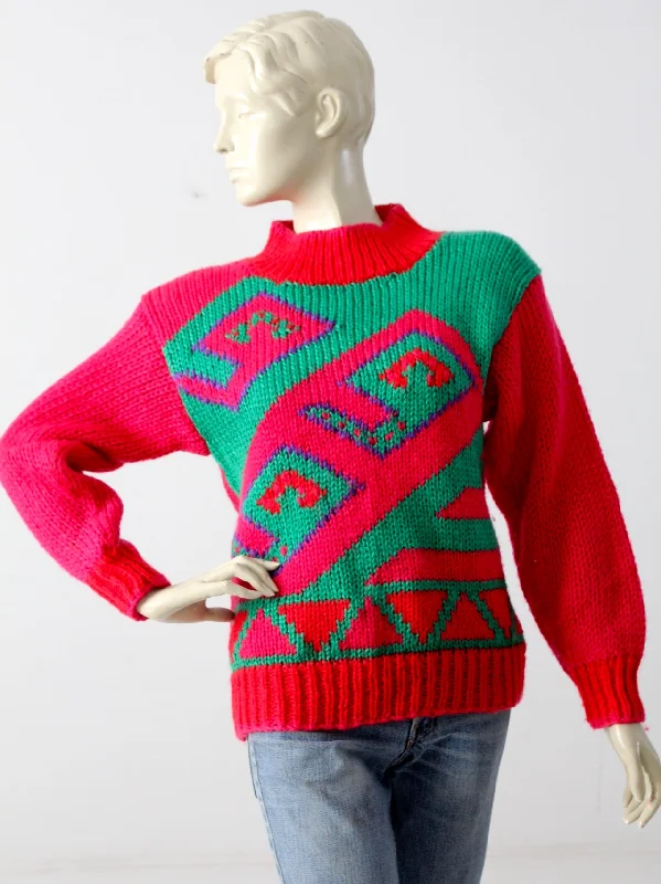 vintage 80s geometric sweater