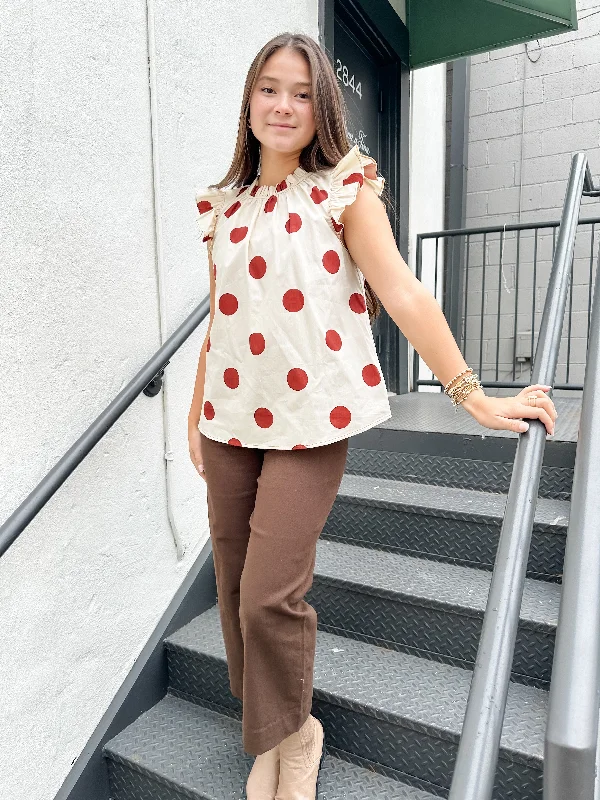 Flutter Sleeve Polka Dot Top