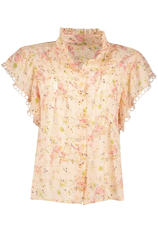 Bishop And Young Good Vibrations Gabrielle Flutter Sleeve Top In Romance Print